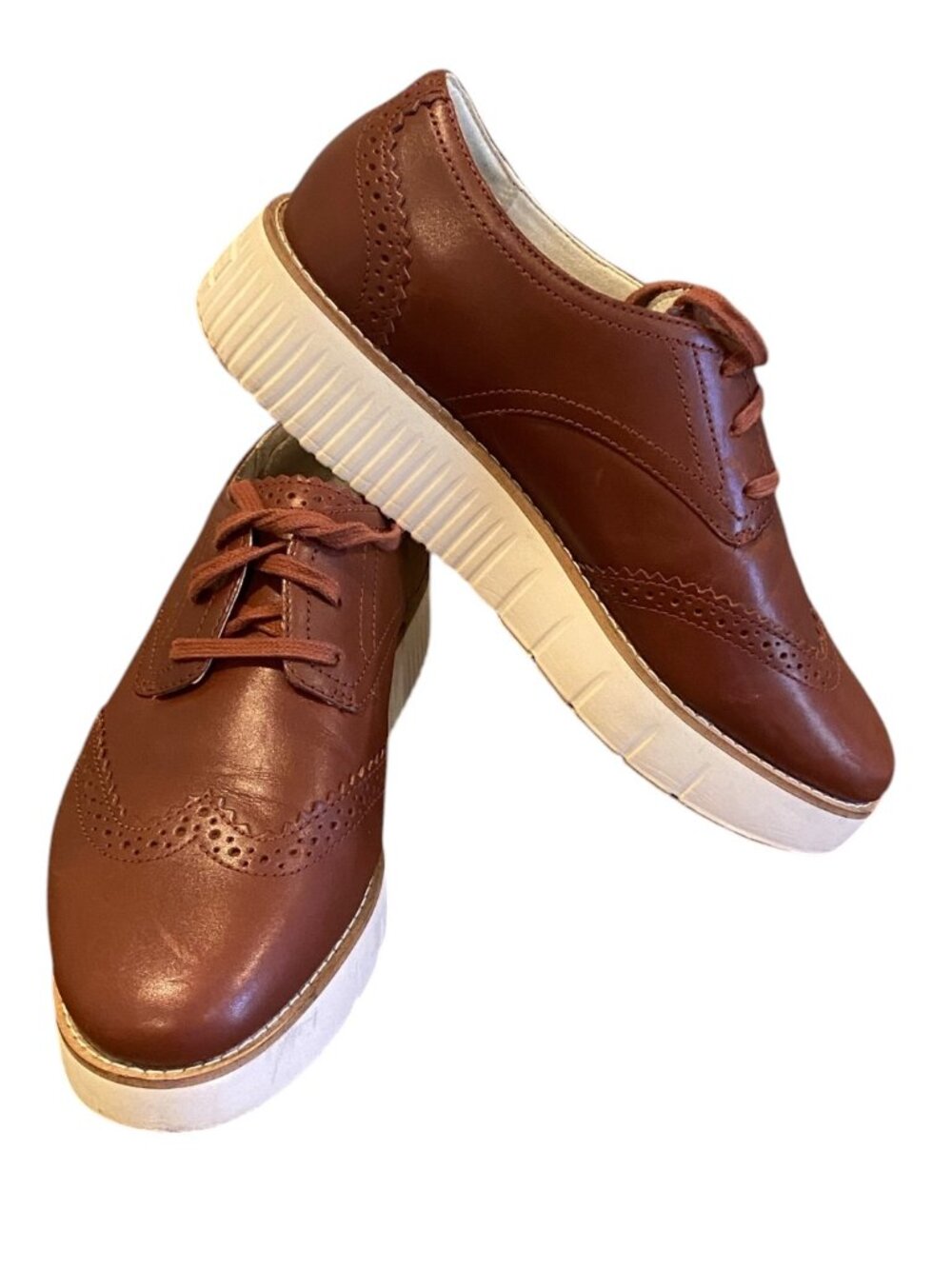 Cole Haan‎ Women's Platform Wingtip Oxfords Sz 6.5C Brown #171F